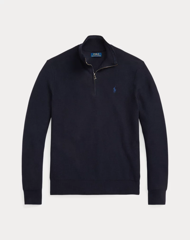 Polo Golf Ralph Lauren Mesh-Knit Cotton Quarter-Zip Sweater