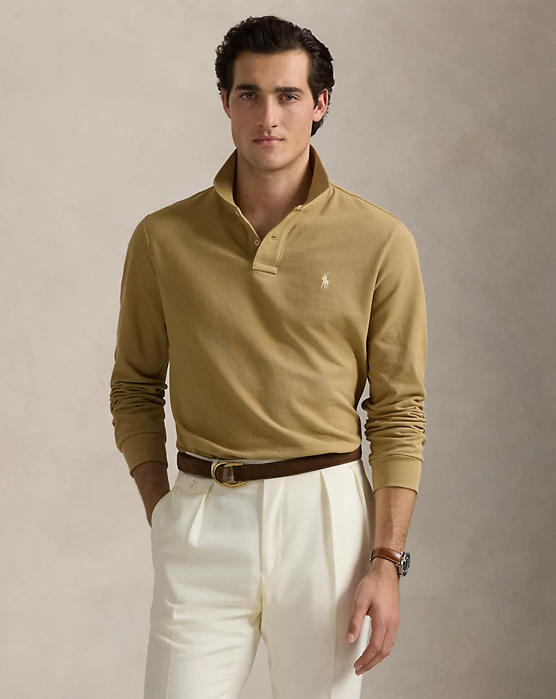 polo golf ralph lauren Mesh Long-Sleeve Polo Shirt – All Fits