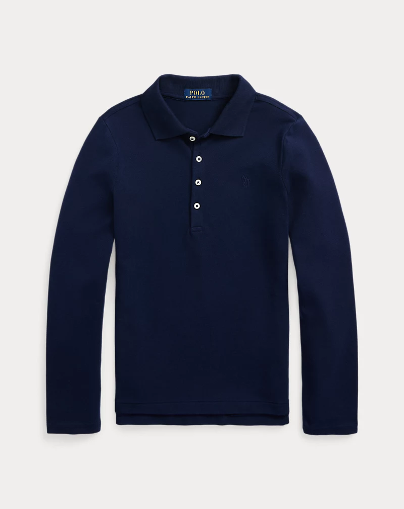 polo golf ralph lauren Mesh Uniform Long-Sleeve Polo Shirt