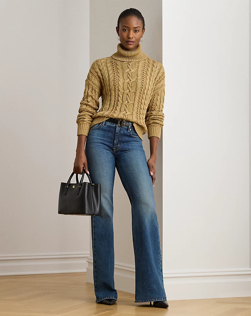 Polo Golf Ralph Lauren Metallic Cable-Knit Turtleneck Sweater