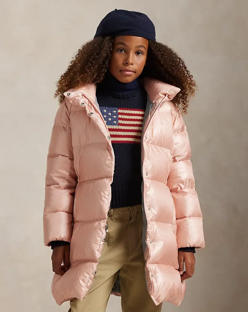 Polo Golf Ralph Lauren Metallic Down Hooded Long Jacket