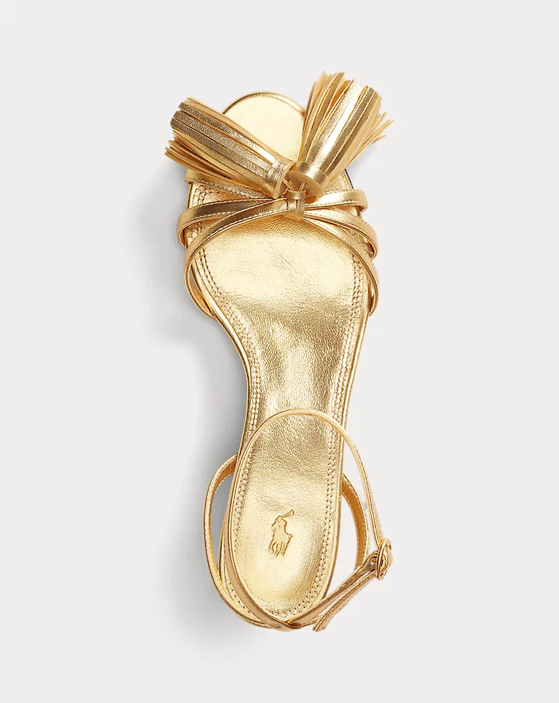 Polo Golf Ralph Lauren Metallic Leather Tassel Kitten Sandal