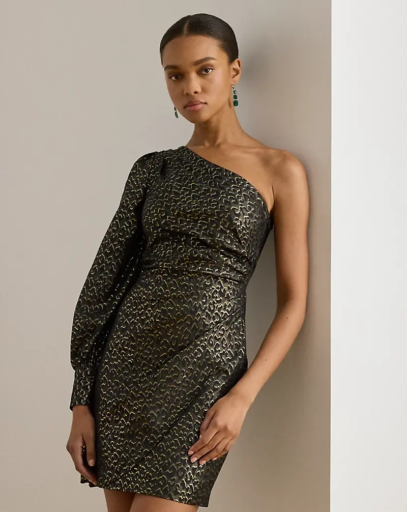 Polo Golf Ralph Lauren Ocelot One-Shoulder Cocktail Dress