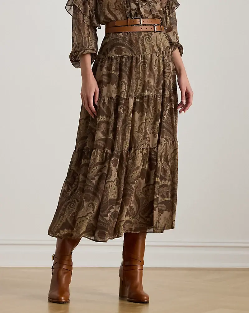Polo Golf Ralph Lauren Paisley Chiffon Tiered Skirt