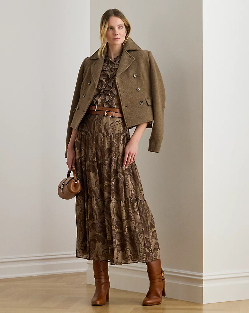 polo golf ralph lauren Paisley Chiffon Tiered Skirt