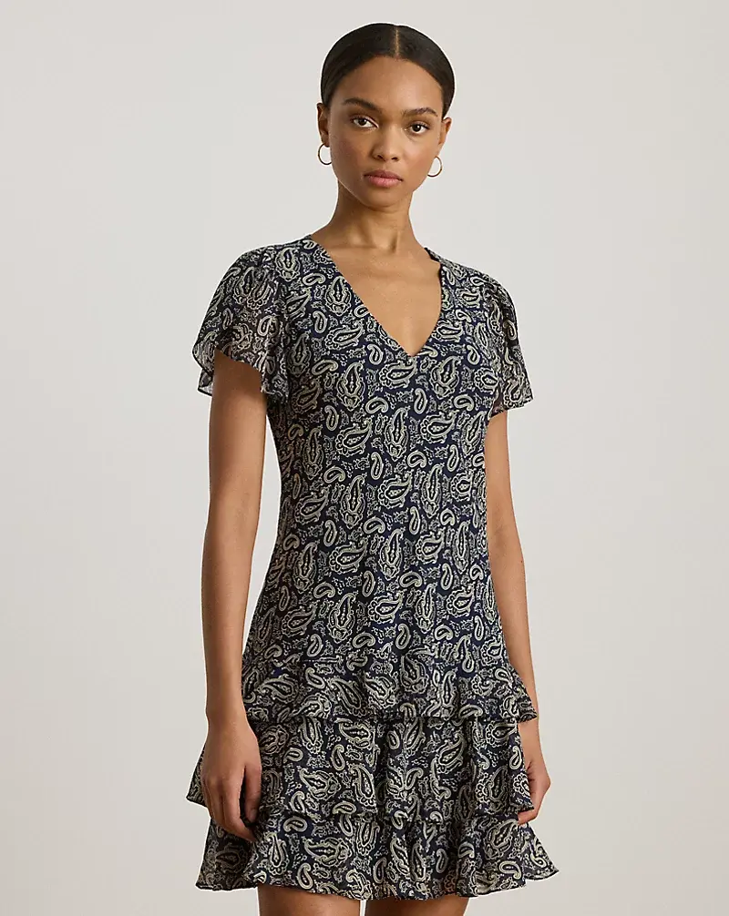 Polo Golf Ralph Lauren Paisley Georgette Drop-Waist Dress