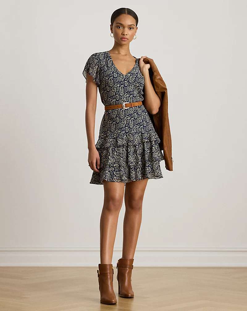 polo golf ralph lauren Paisley Georgette Drop-Waist Dress