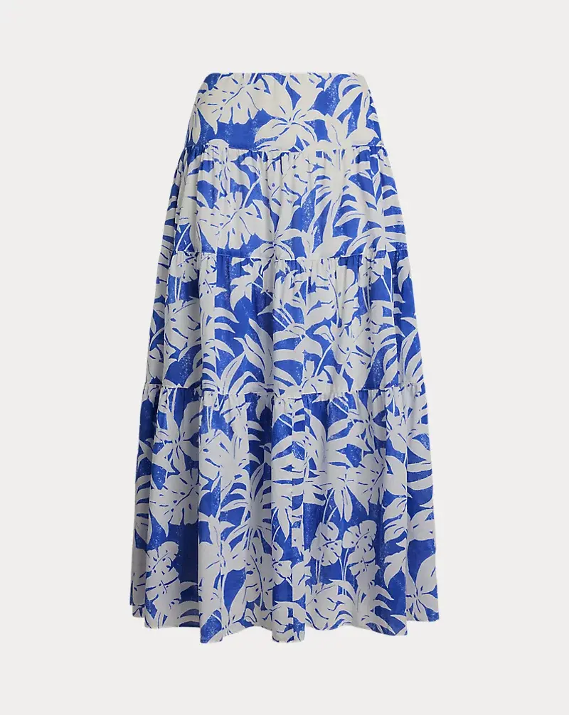 Polo Golf Ralph Lauren Palm-Frond-Print Voile Tiered Skirt