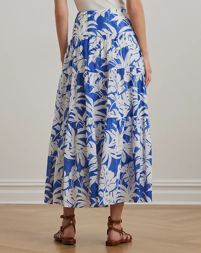 Polo Golf Ralph Lauren Palm-Frond-Print Voile Tiered Skirt