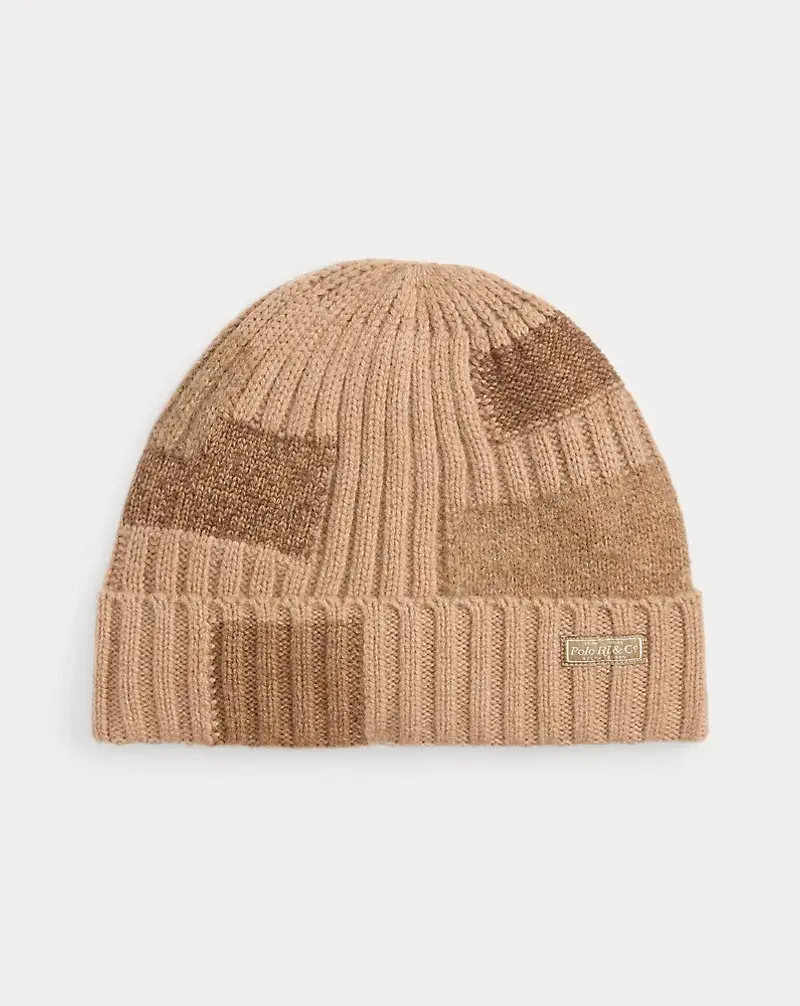 polo golf ralph lauren Patchwork Rib-Knit Wool Beanie