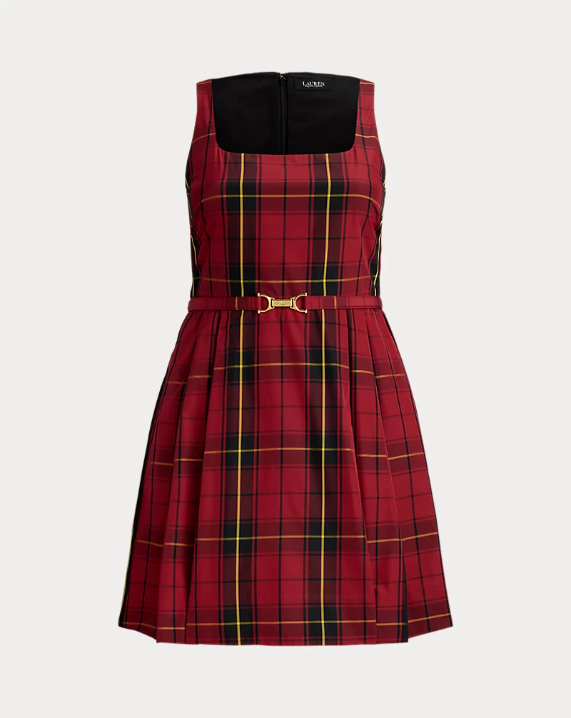 Polo Golf Ralph Lauren Plaid Belted Taffeta Cocktail Dress
