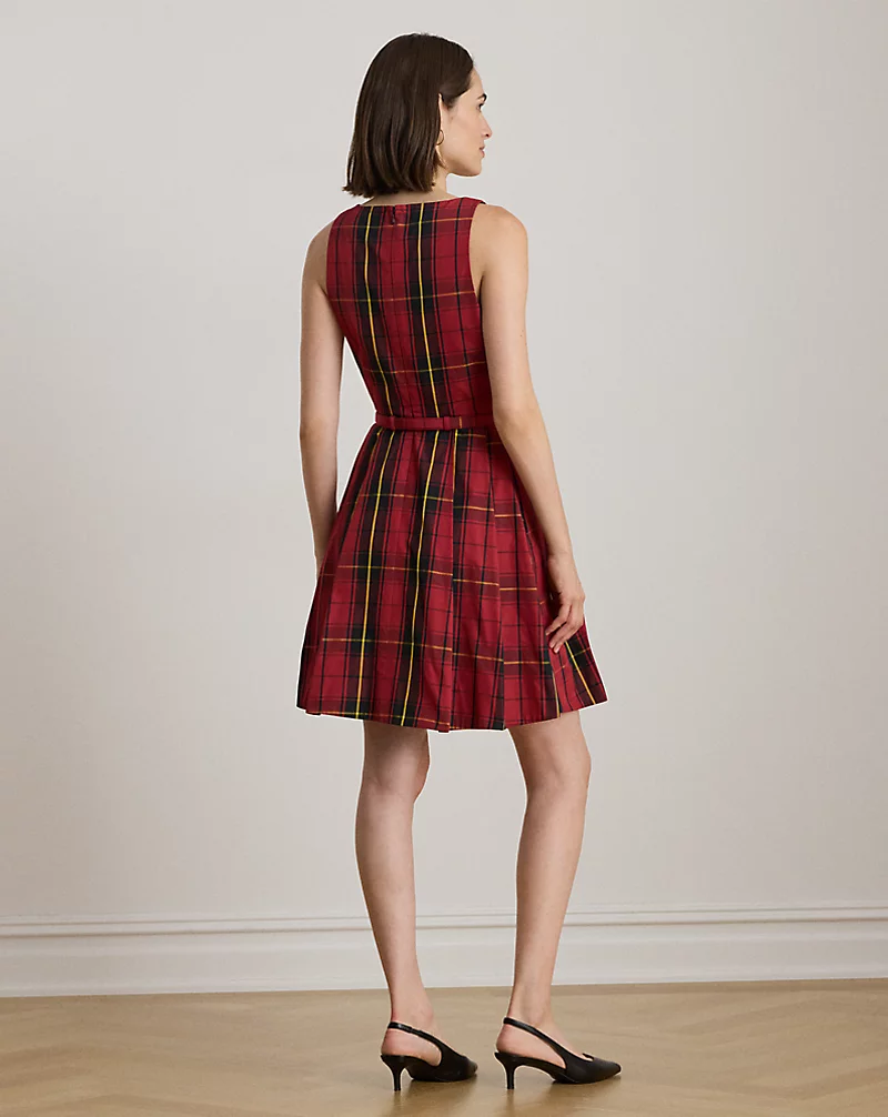 Polo Golf Ralph Lauren Plaid Belted Taffeta Cocktail Dress