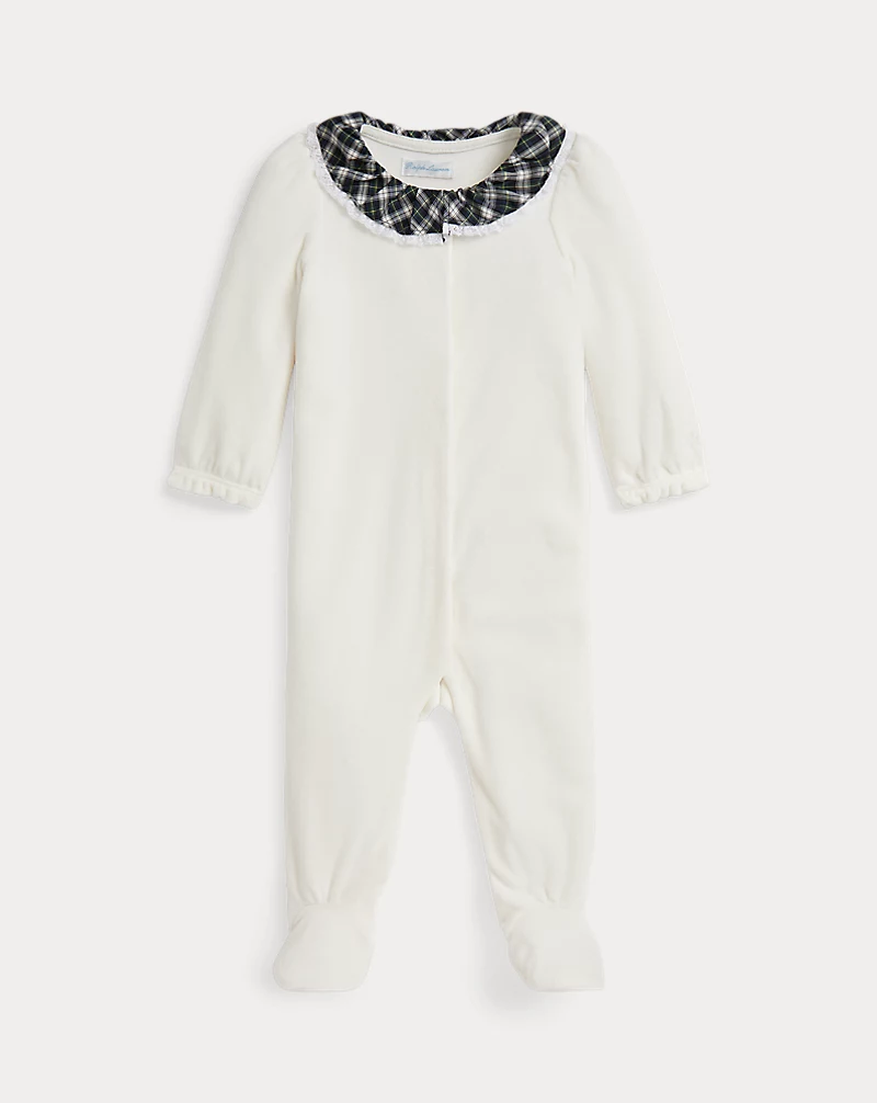 polo golf ralph lauren Plaid-Collar Velour Coverall