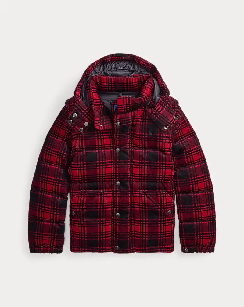 polo golf ralph lauren Plaid Convertible Corduroy Down Jacket