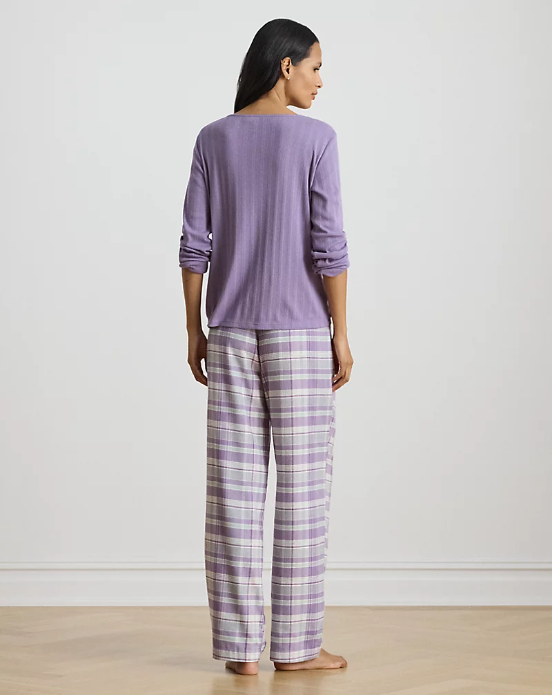 Polo Golf Ralph Lauren Plaid Cotton-Blend Henley Pajama Set