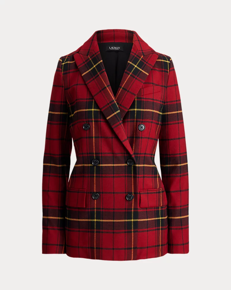Polo Golf Ralph Lauren Plaid Double-Breasted Wool-Blend Blazer