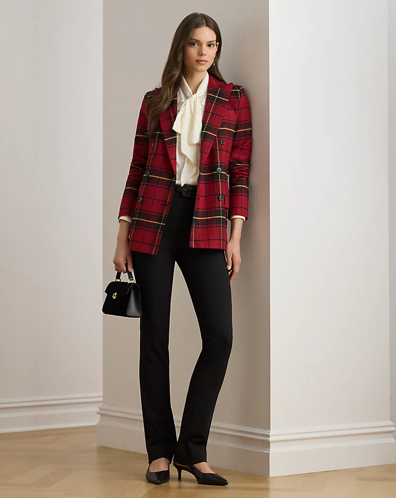 Polo Golf Ralph Lauren Plaid Double-Breasted Wool-Blend Blazer