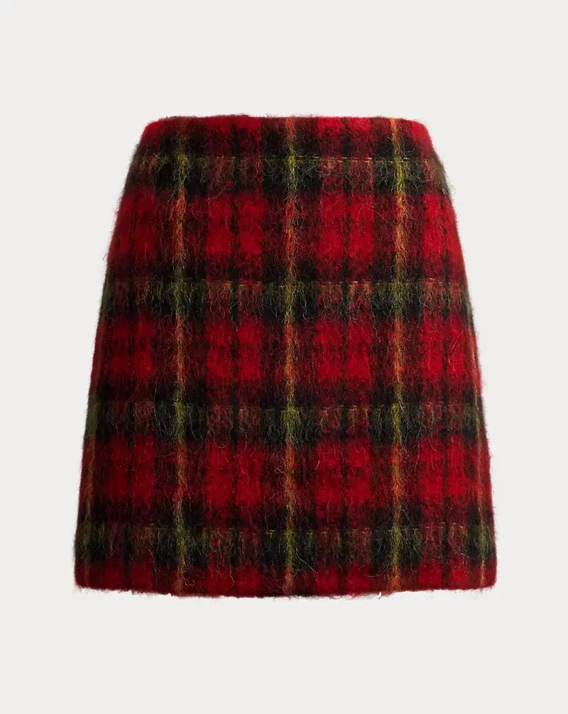 Polo Golf Ralph Lauren Plaid Mohair Pencil Miniskirt