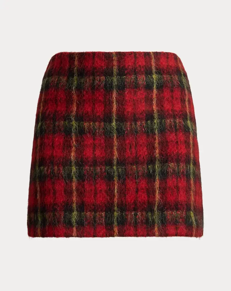 Polo Golf Ralph Lauren Plaid Mohair Pencil Miniskirt