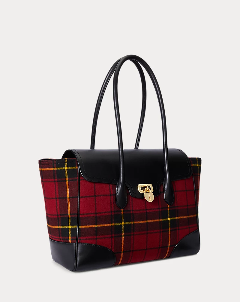 Polo Golf Ralph Lauren Plaid Twill Large Tanner Satchel