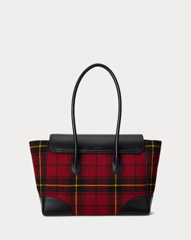 Polo Golf Ralph Lauren Plaid Twill Large Tanner Satchel