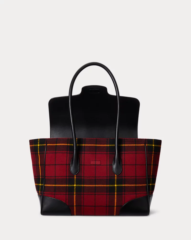 Polo Golf Ralph Lauren Plaid Twill Large Tanner Satchel