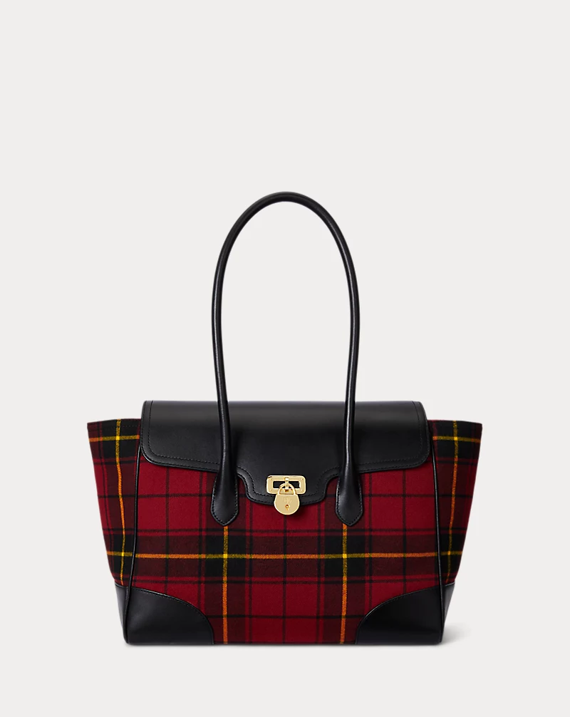 polo golf ralph lauren Plaid Twill Large Tanner Satchel