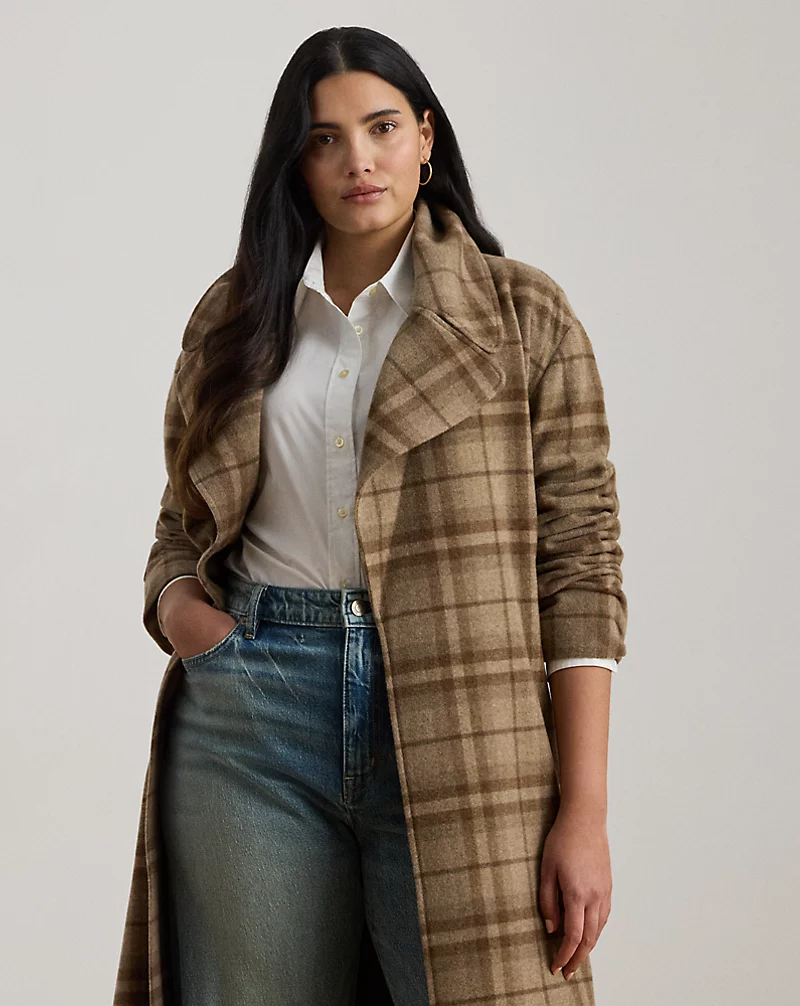 Polo Golf Ralph Lauren Plaid Wool-Blend Twill Wrap Coat