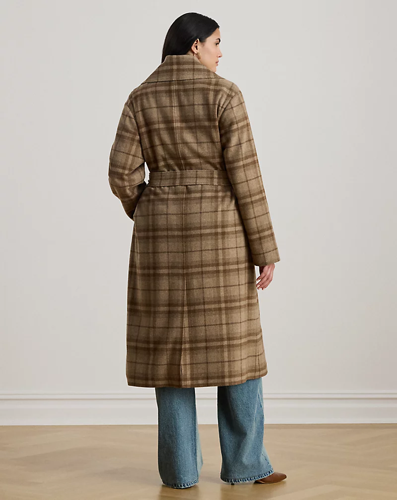 Polo Golf Ralph Lauren Plaid Wool-Blend Twill Wrap Coat