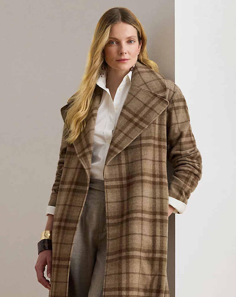 Polo Golf Ralph Lauren Plaid Wool-Blend Twill Wrap Coat