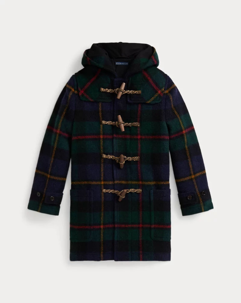 polo golf ralph lauren Plaid Wool Hooded Duffel Coat