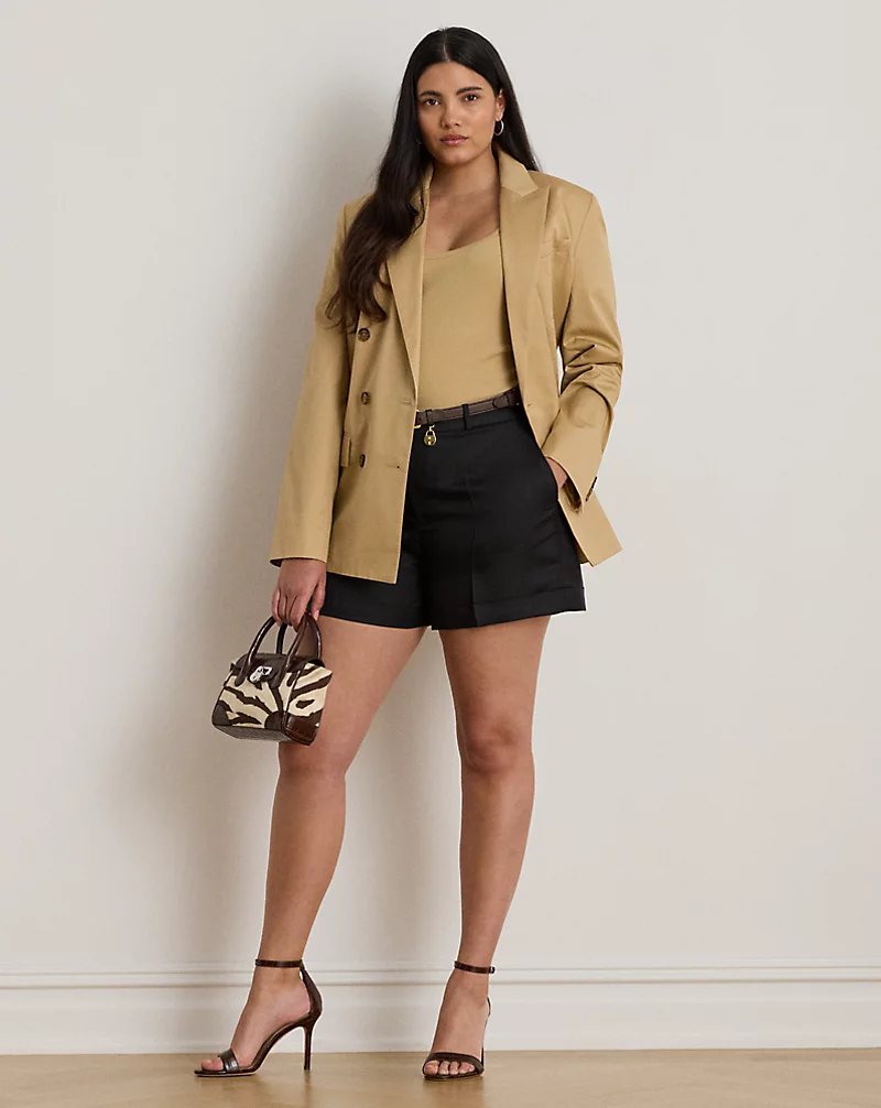 polo golf ralph lauren Pleated Linen-Blend Twill Short