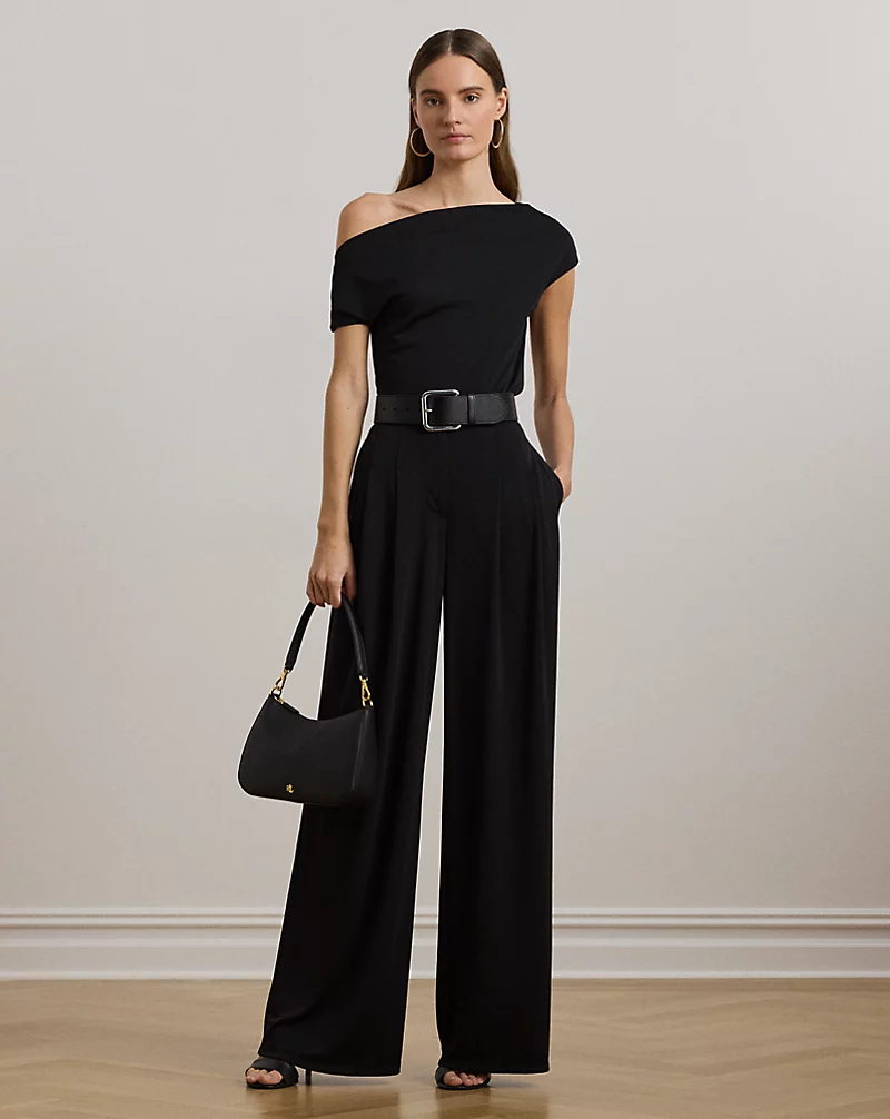 polo golf ralph lauren Pleated Stretch Jersey Wide-Leg Pant