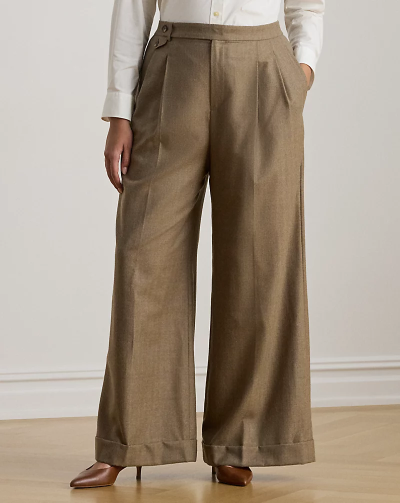 Polo Golf Ralph Lauren Pleated Wool Herringbone Wide-Leg Pant