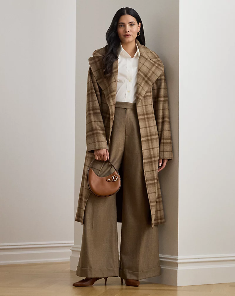 polo golf ralph lauren Pleated Wool Herringbone Wide-Leg Pant