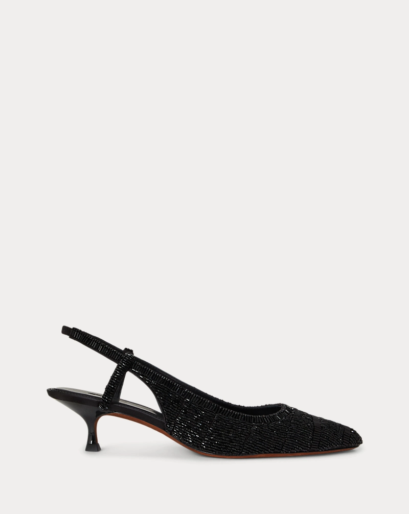 polo golf ralph lauren Beaded Satin Slingback Heel