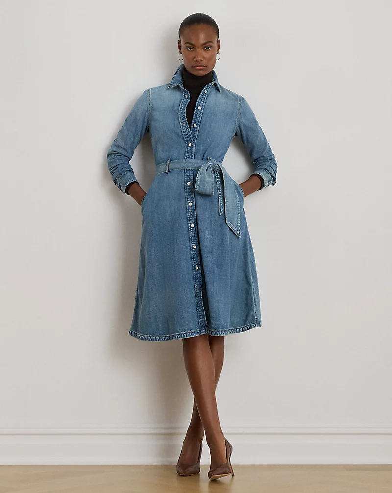 polo golf ralph lauren Belted Denim Shirtdress