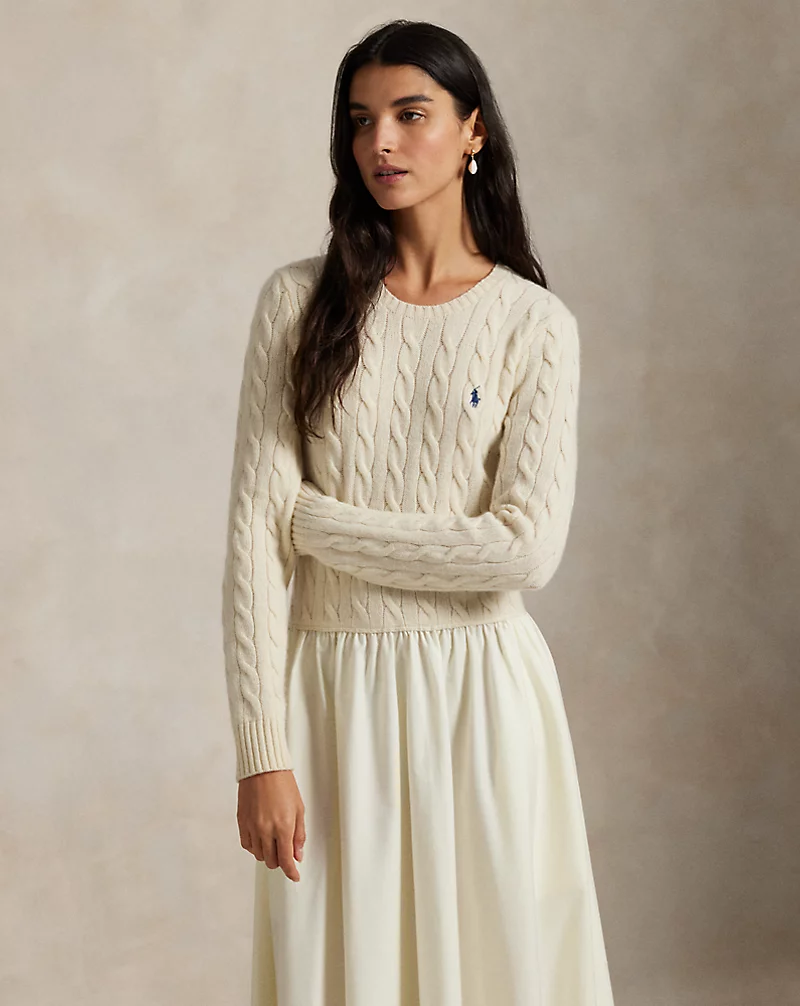 Polo Golf Ralph Lauren Cable-Knit Poplin Dress