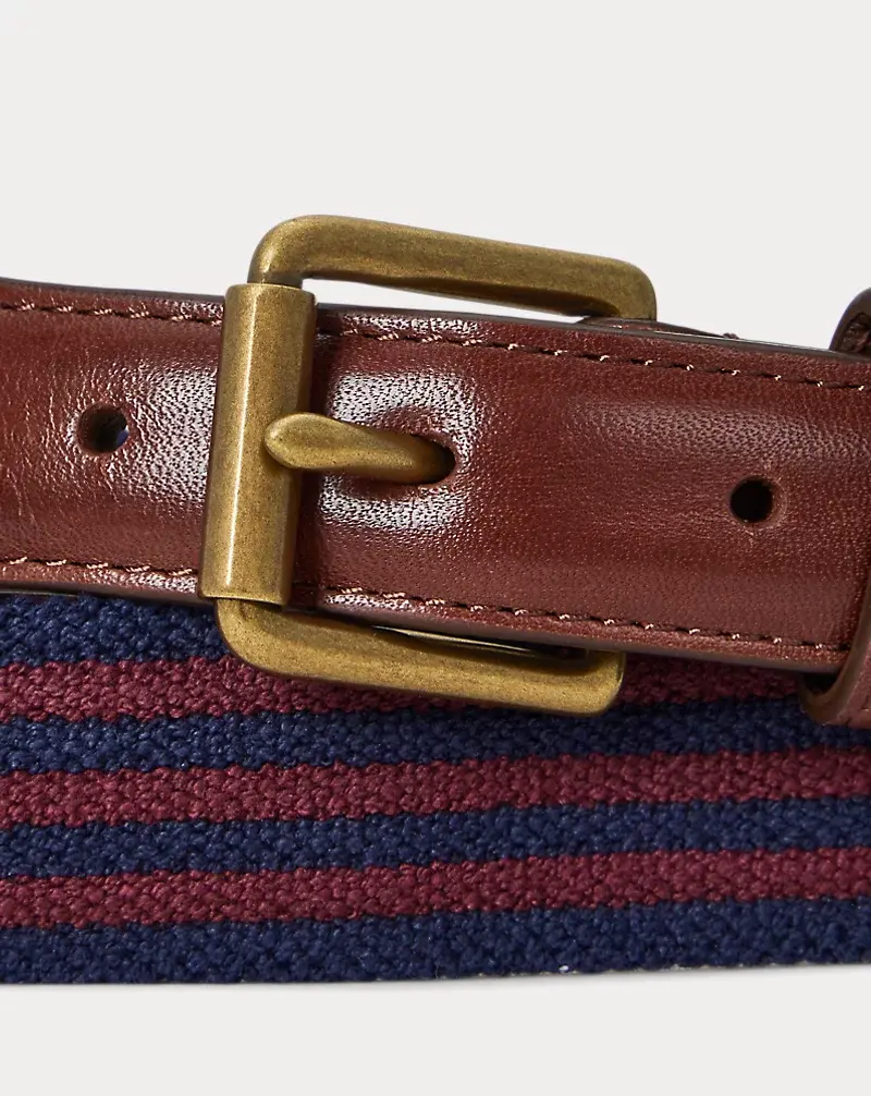 Polo Golf Ralph Lauren Leather-Trim Striped Belt