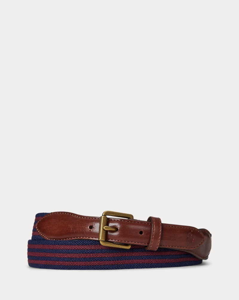 polo golf ralph lauren Leather-Trim Striped Belt
