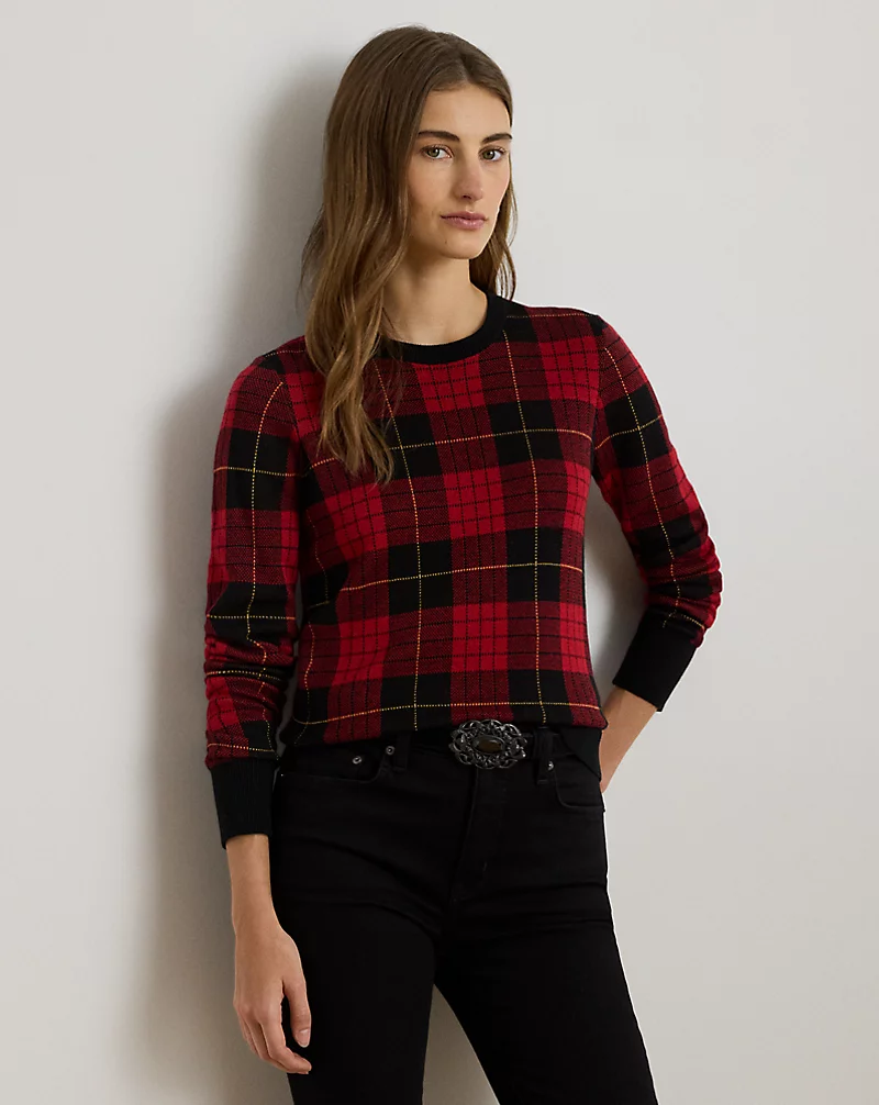 polo golf ralph lauren Plaid Cotton-Blend Sweater