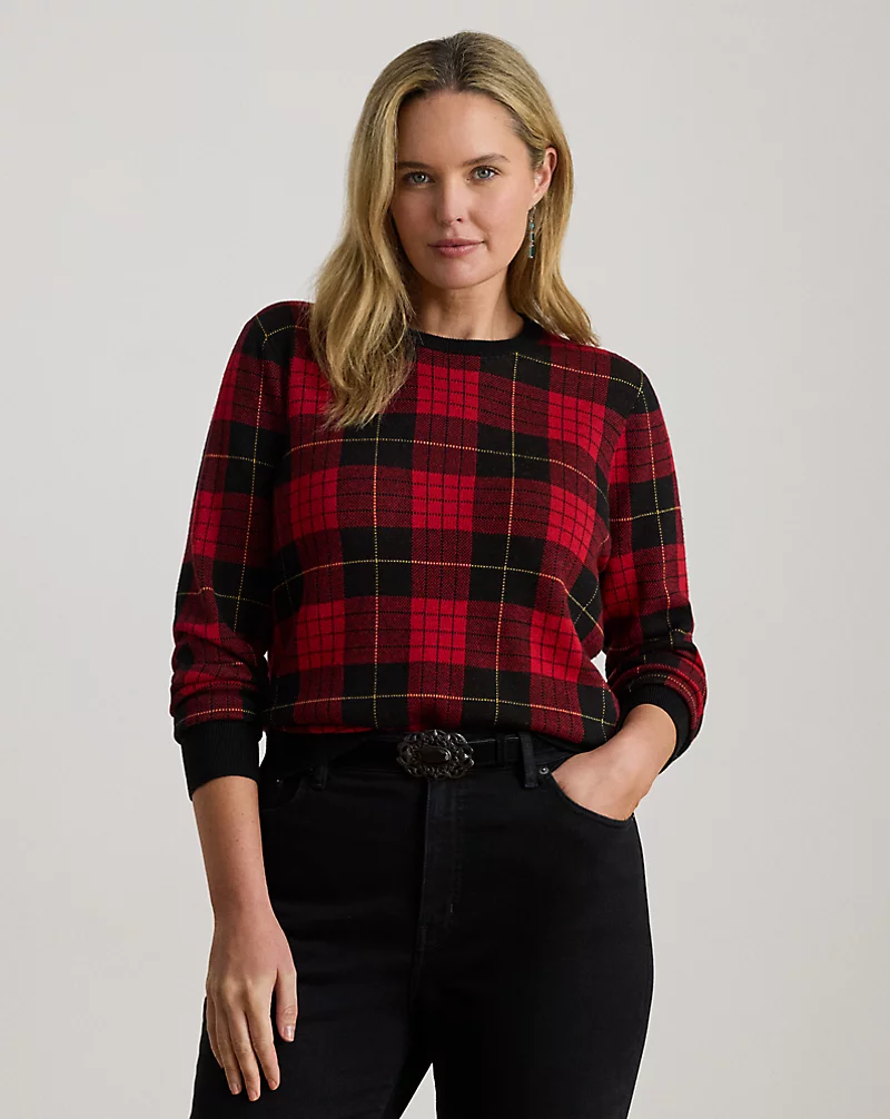 polo golf ralph lauren Plaid Cotton-Blend Sweater