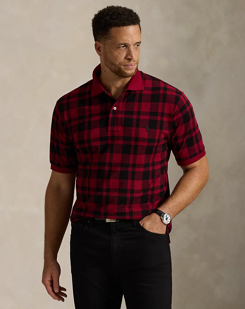 polo golf ralph lauren Plaid Mesh Polo Shirt