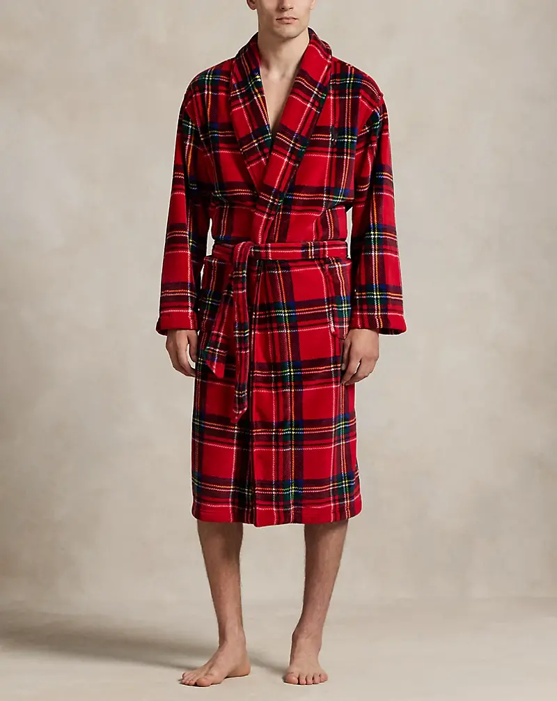 Polo Golf Ralph Lauren Plaid Plush Microfiber Robe