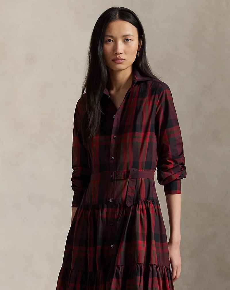 Polo Golf Ralph Lauren Plaid Tiered Shirtdress