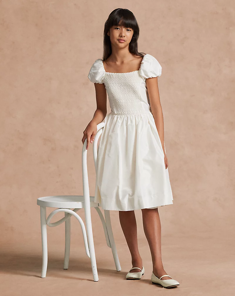 polo golf ralph lauren Smocked Mulberry Silk Dress