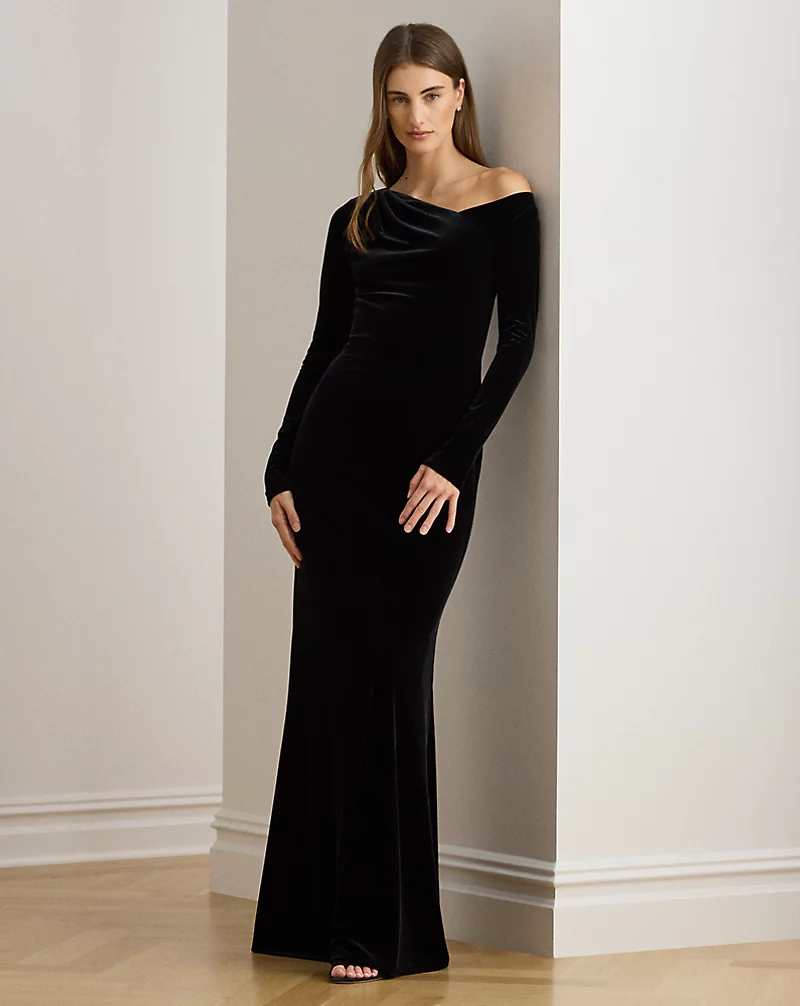 polo golf ralph lauren Velvet Asymmetrical Gown