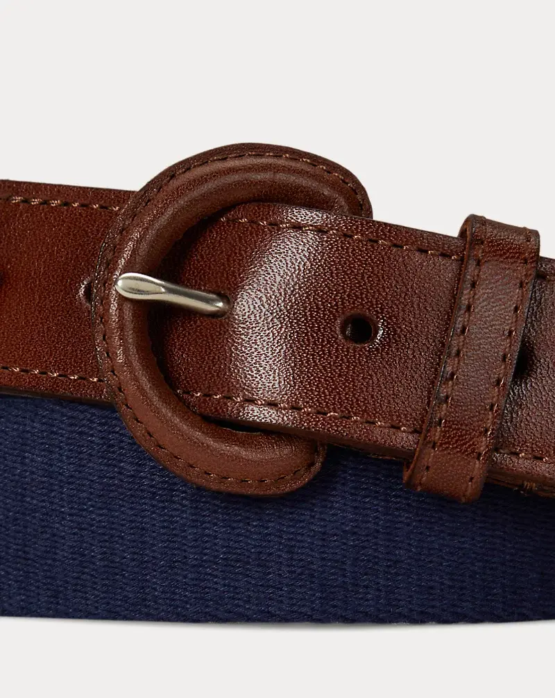 Polo Golf Ralph Lauren Webbed Cotton & Leather Belt
