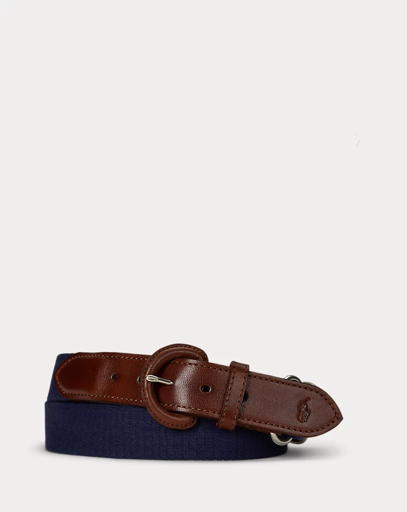 polo golf ralph lauren Webbed Cotton & Leather Belt