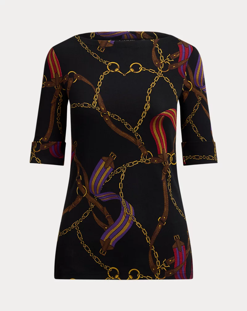 Polo Golf Ralph Lauren Print Stretch Cotton Boatneck Tee